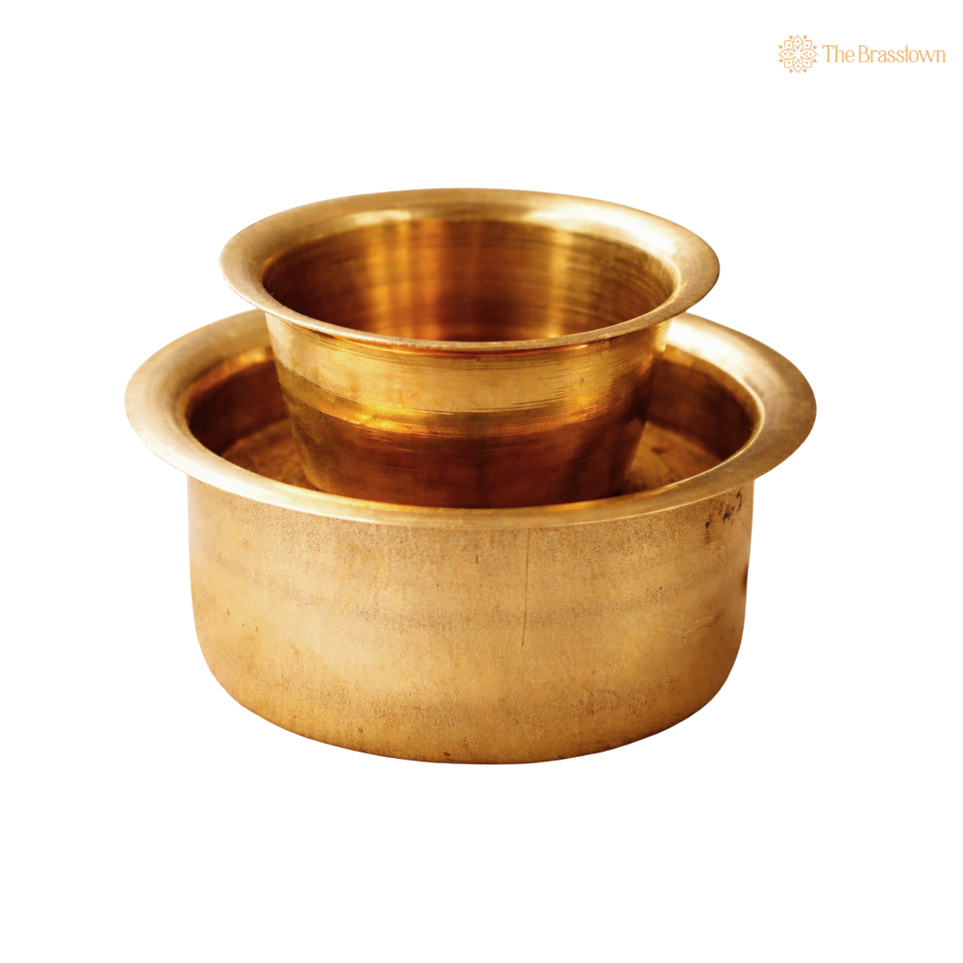 Brass Cup with Lid Hot Case – Traditional Peetal Covered Tea & Coffee Cup, Brass Tumbler with Cover for Hot Beverages, Home & Café Use 2.5 Inch