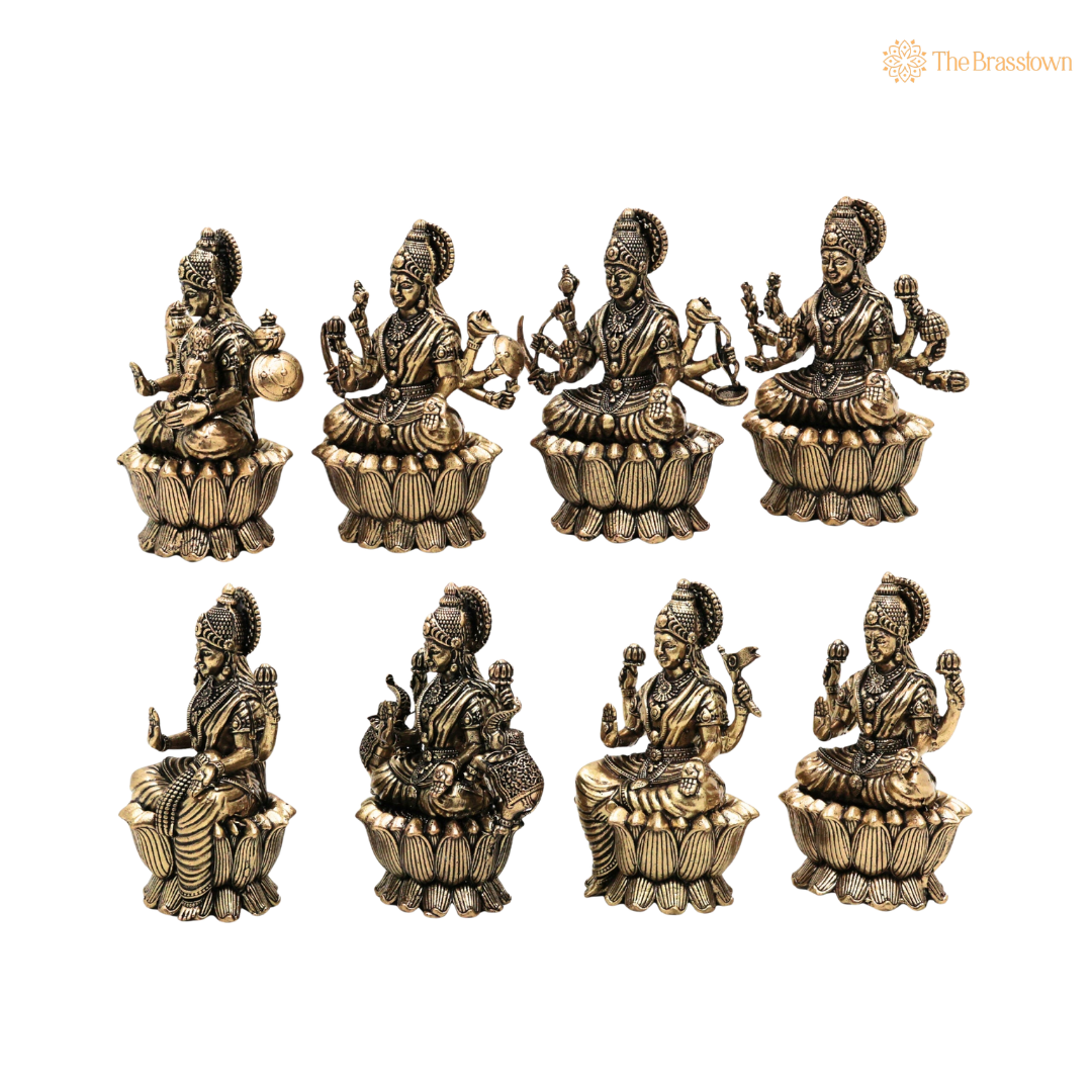 Brass Handcrafted Lakshmi Idol 3 Inch closeup – intricate craftsmanship