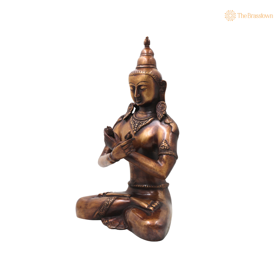 Unique Brass Handcrafted Vajrasattva Murti – Handcrafted Dorje Sempa Buddhist Murti for Pooja, Meditation, Home Décor & Spiritual Gifting 14 Inch