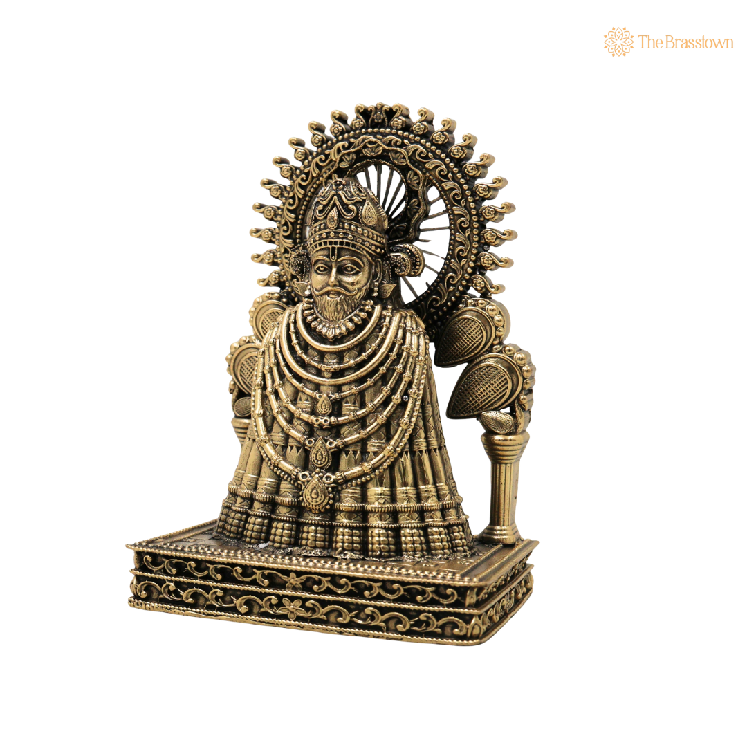 Brass Khatu Shyam Idol β Shyam Baba Murti for Puja, Home Mandir & Spiritual DΓ©cor 5 Inch