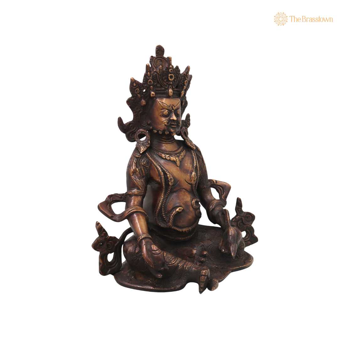 Handcrafted Brass Kubera Idol – Handcrafted Unique Vaishravana Wealth Murti for Vastu, Pooja, Home Mandir, Décor & Spiritual Gifting 10 Inch