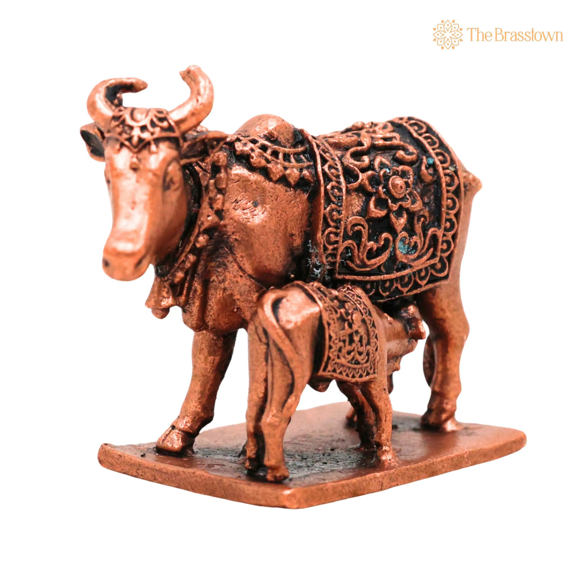 Copper Kamdhenu Cow Idol – Handcrafted Kamadhenu Murti for Pooja, Vastu, Home Decor & Spiritual Gifting 1 Inch 2