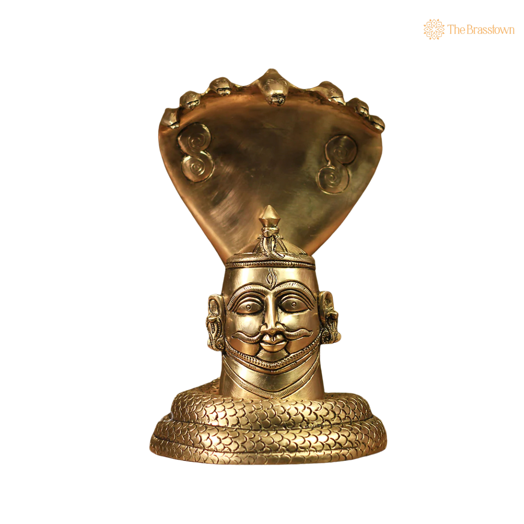Handcrafted Brass Vishnu Dashavatar Wall 10 Inch side view – antique finish detail