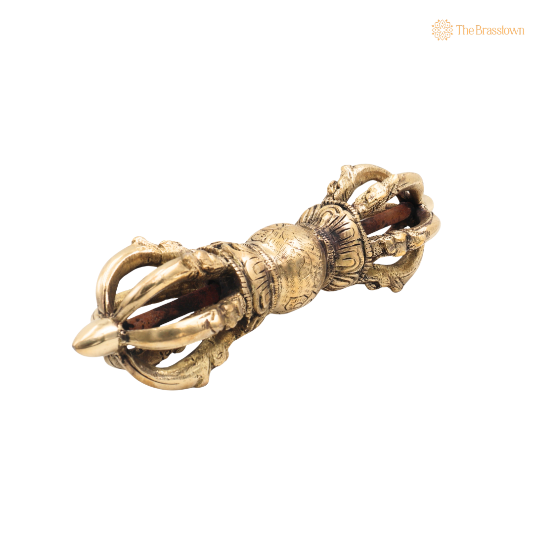 Brass Dorje / Vajra Idol – Tibetan Thunderbolt Scepter for Puja & Spiritual Décor 3 Inch