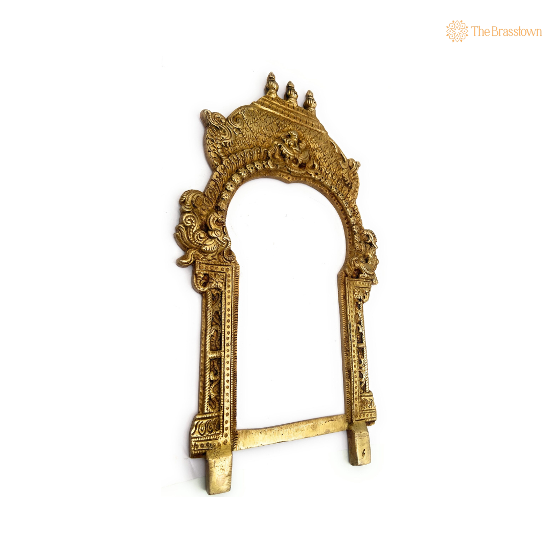 Antique Brass Temple Arch with Intricate Motifs 12 Inch