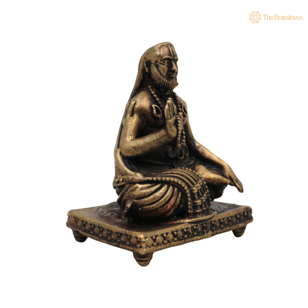 Brass Raghavendra Swamy Idol 1.5 Inch side view β antique finish detail