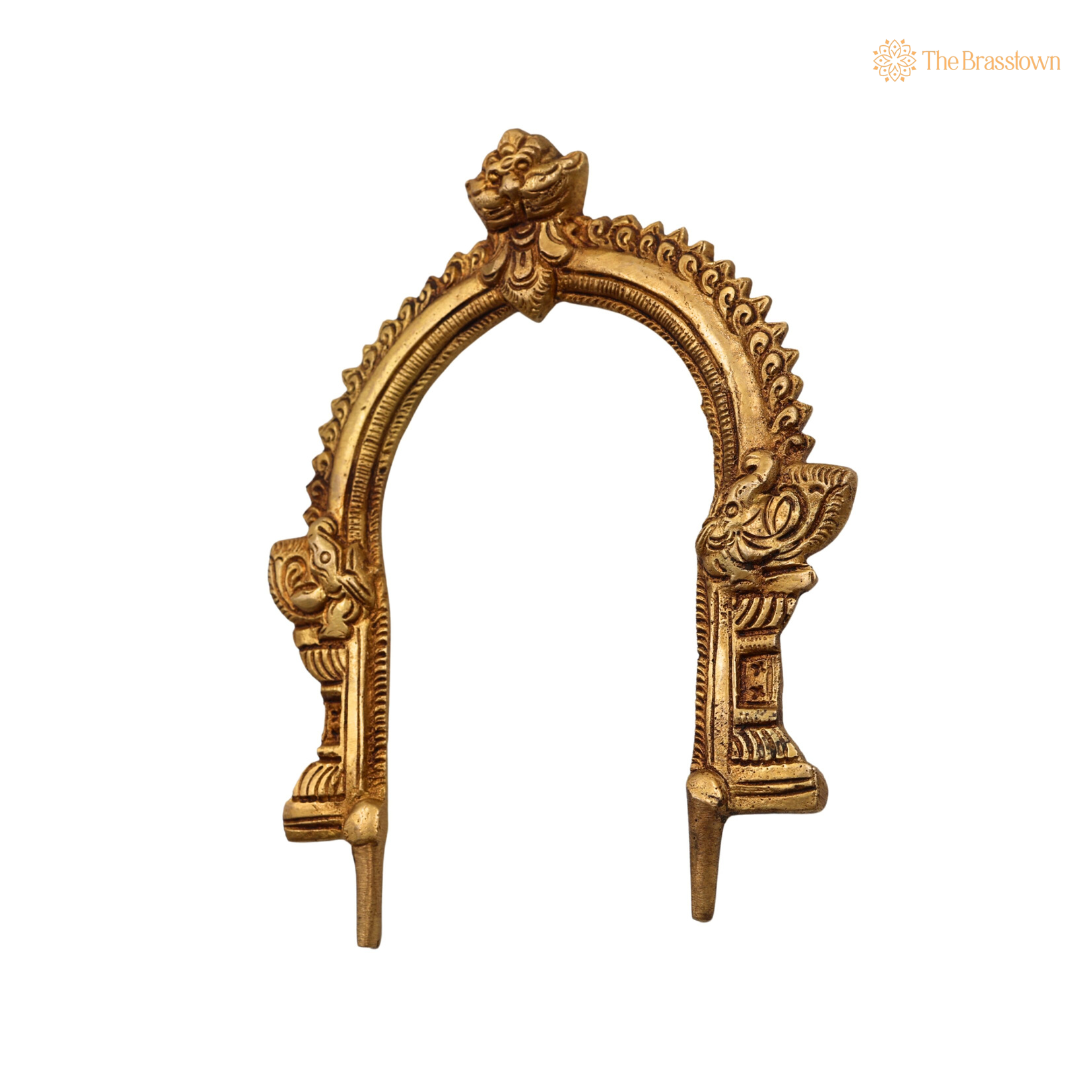 Brass Prabhavali Arch Frame 6.5 Inch side view β antique finish detail