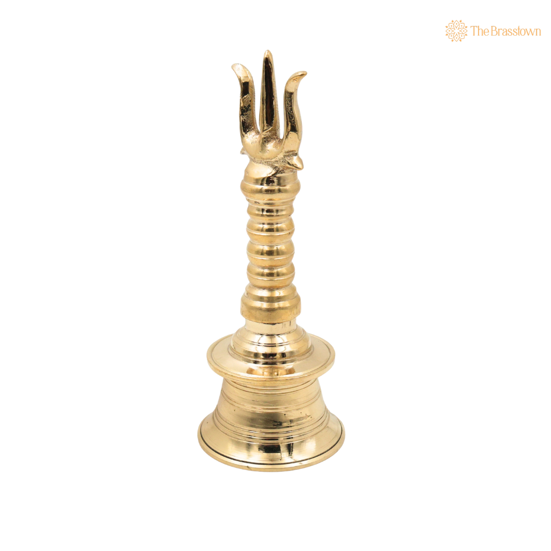 Brass Trishul Bell for Pooja – Shiva Mahadev Trishul Ghanti, Peetal Temple Aarti Bell for Home Mandir & Spiritual Décor 7.5 Inch