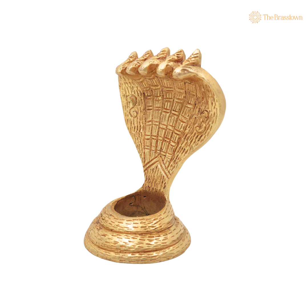 Brass Sheshnag Murti – Adi Shesha Ananta Nag Vigraha, Peetal Sarparaja Idol for Puja, Mandir & Spiritual Décor 4 Inch