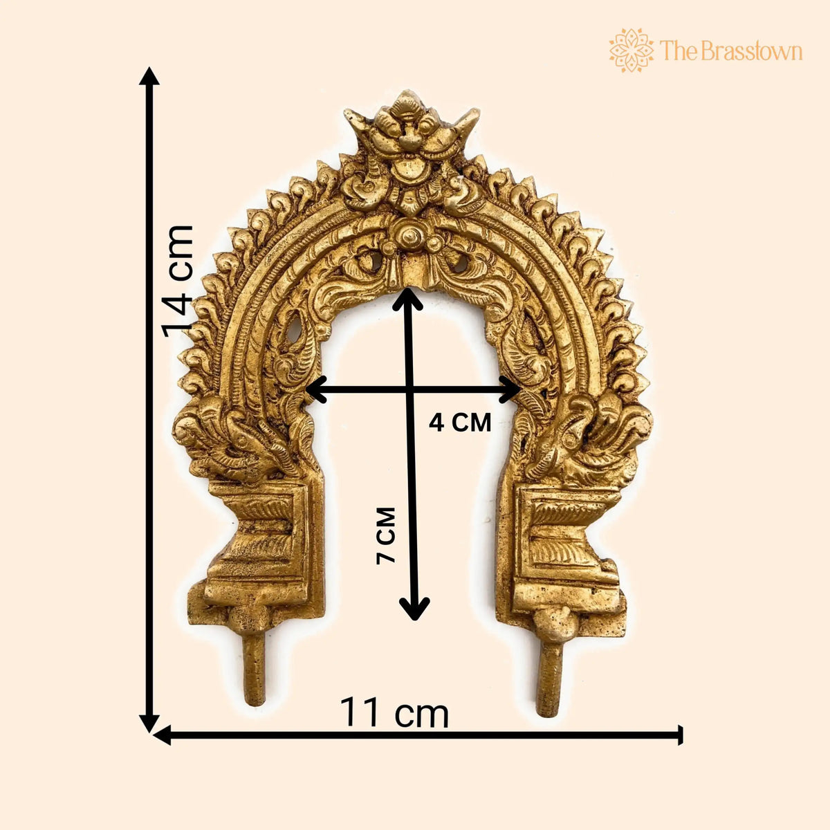 Brass Small Prabhavali Arch Frame – Handcrafted Wall Hanging Decorative God Backdrop, Traditional Temple Pooja Décor 5.5 Inch 1
