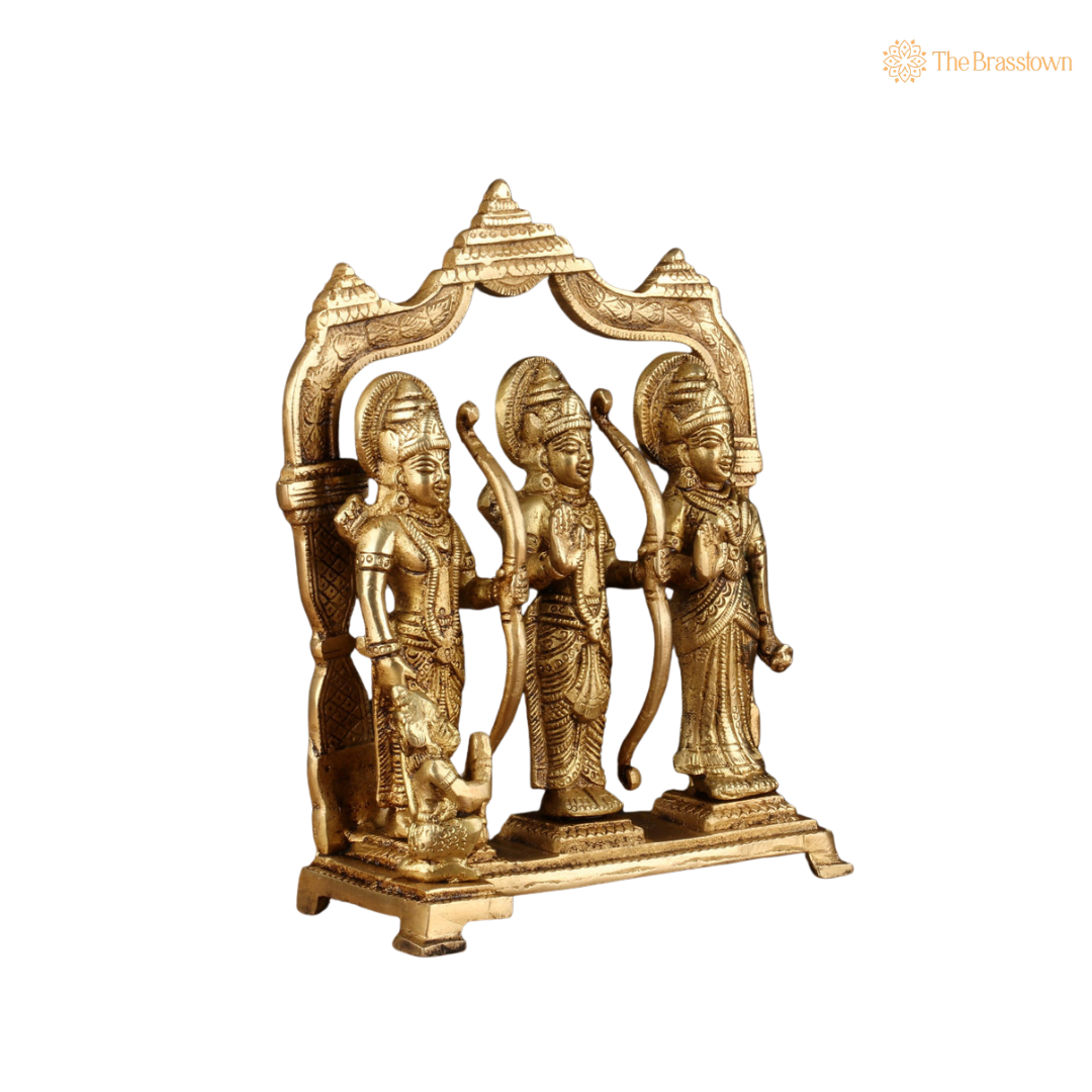 Antique Brass Ram Darbar Statue 7 Inch closeup – intricate craftsmanship