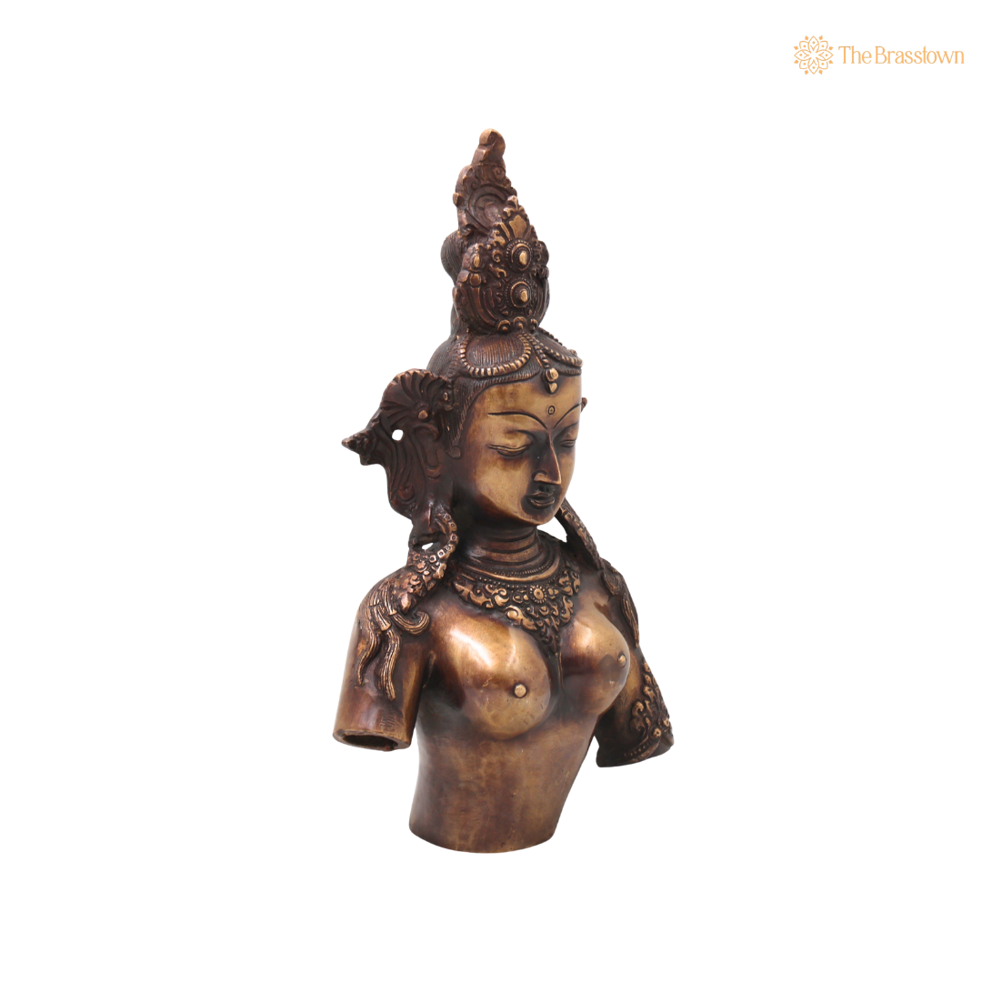 Brass Half Tara Mahavidya Sculpture – Handcrafted Traditional Unique Chola Style Tara Maa Murti for Pooja, Home Mandir, Spiritual Décor & Gifting 14 Inch