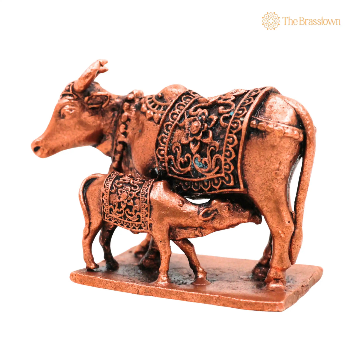 Copper Kamdhenu Cow Idol – Handcrafted Kamadhenu Murti for Pooja, Vastu, Home Decor & Spiritual Gifting 1 Inch 3