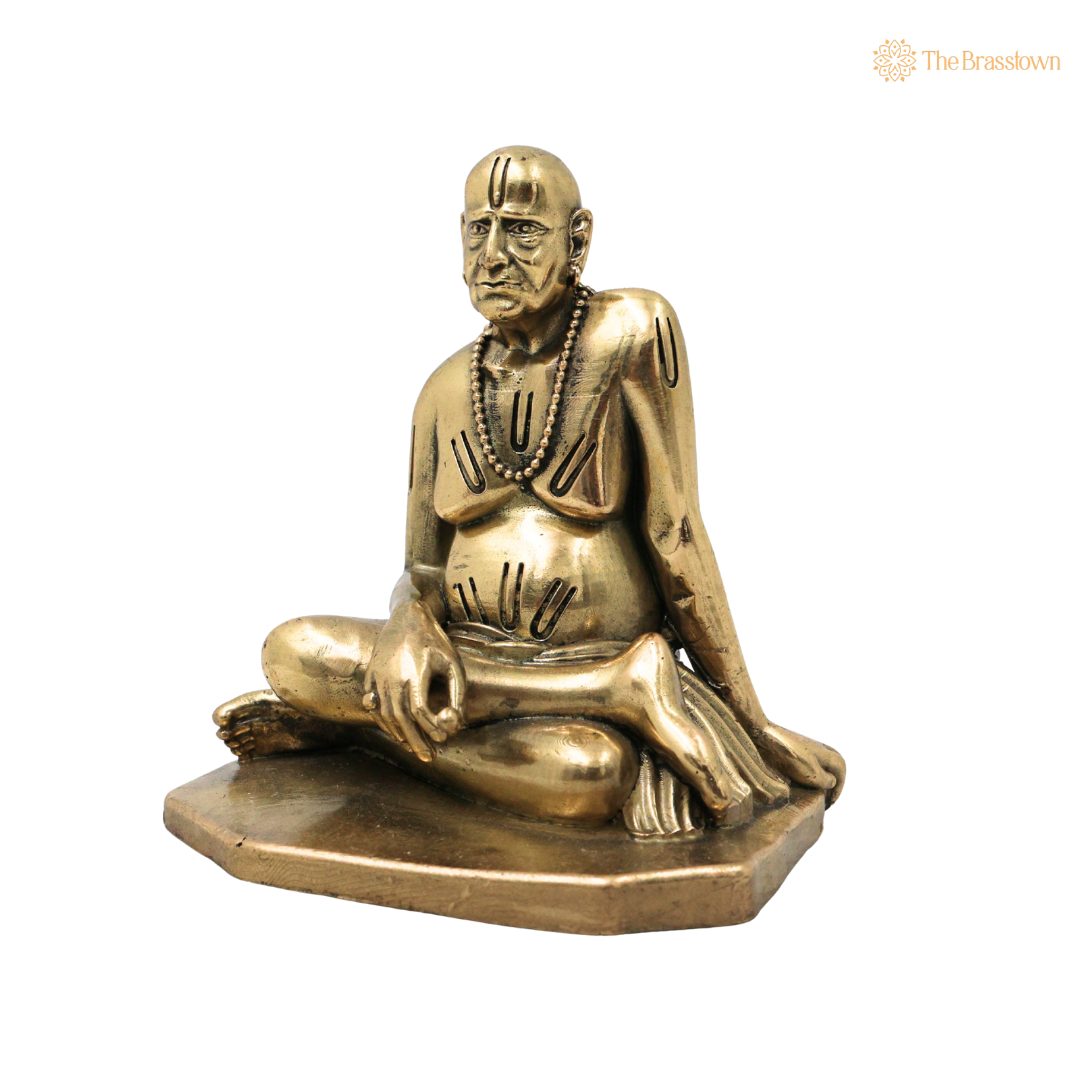 Brass Handcrafted Shri Swami Samarth Maharaj Idol – Divine Swami Samarth Murti for Pooja, Home Mandir, Spiritual Décor & Gifting 4 Inch