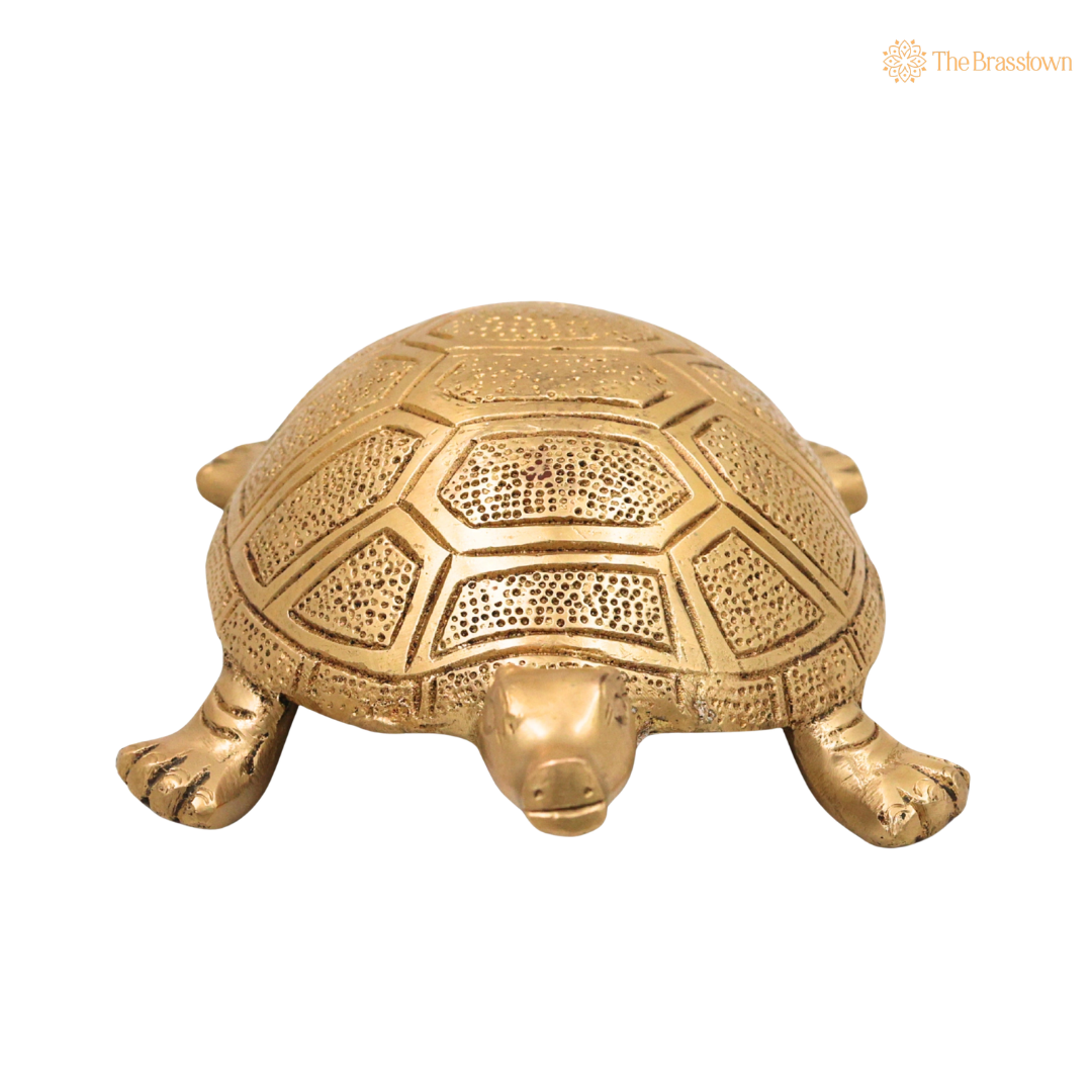 Brass Tortoise Idol (Kurma Avatar) – Vastu & Feng Shui (Kachhua) Symbol for Stability, Wealth & Protection 2.5 Inch
