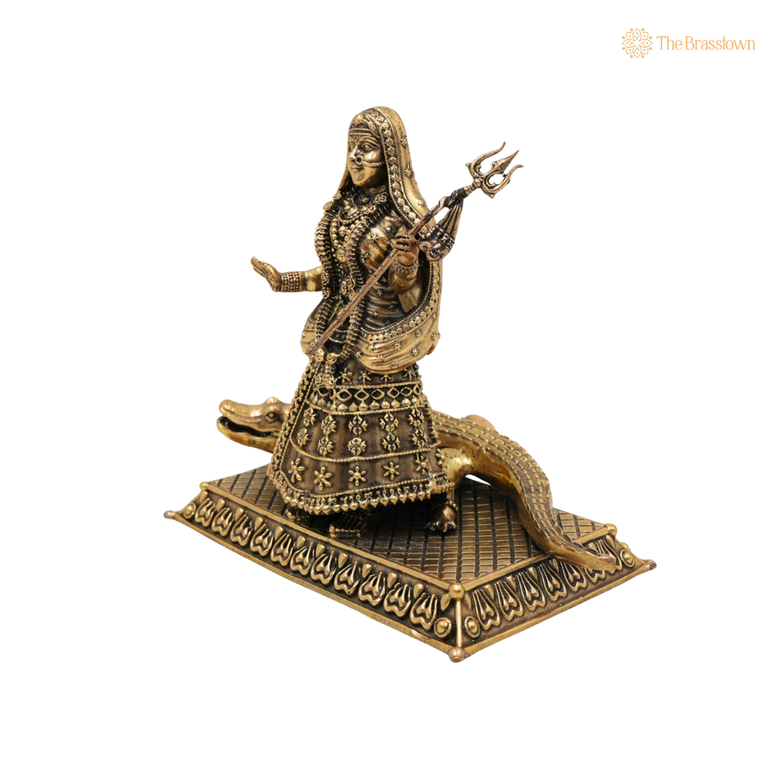 Brass Khodiyar Mata Idol β Handcrafted Khodal Maa Murti / Vigraha for Home Pooja, Temple DΓ©cor & Spiritual Blessings 4.5 Inch