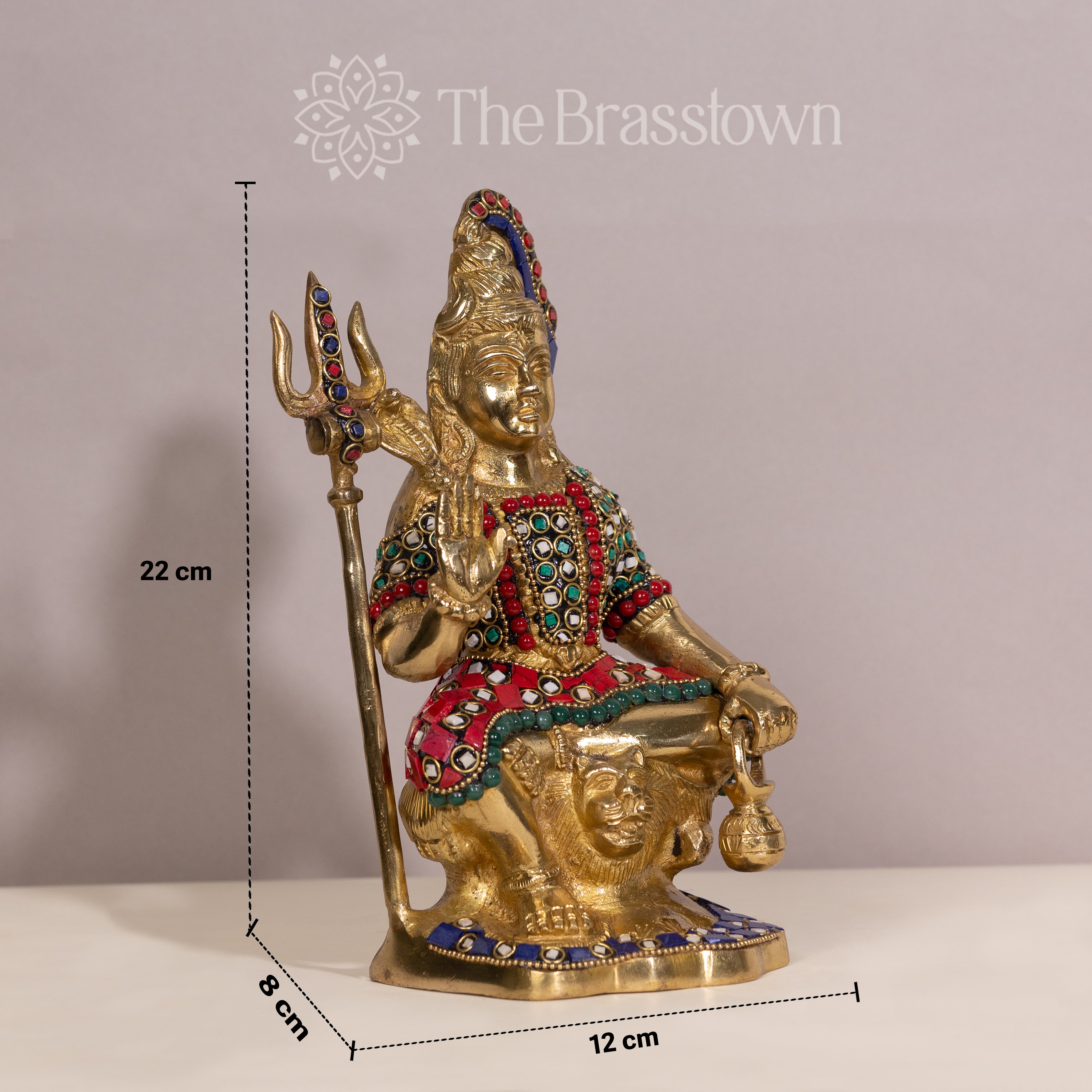 Brass Lord Shiva Statue with Stonework: A Divine Masterpiece for Your Home Decor