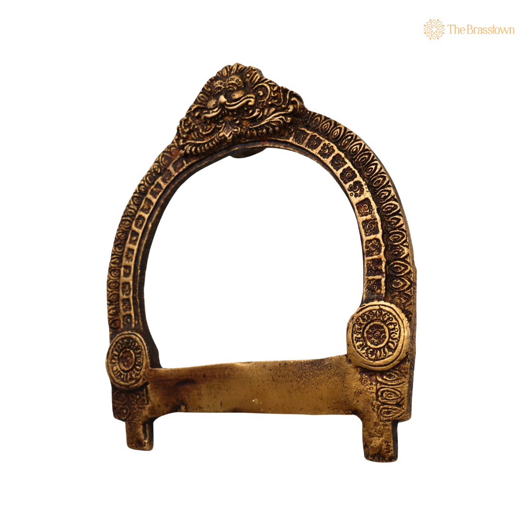 Brass Small Prabhavali Arch Frame 5.5 Inch closeup – intricate craftsmanship