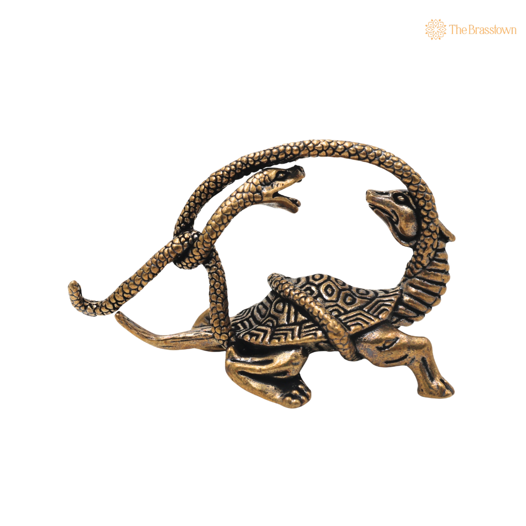 Brass Naag Kurma Tortoise Sculpture – Vastu & Feng Shui Symbol for Stability, Wealth & Protection 1.5 Inch