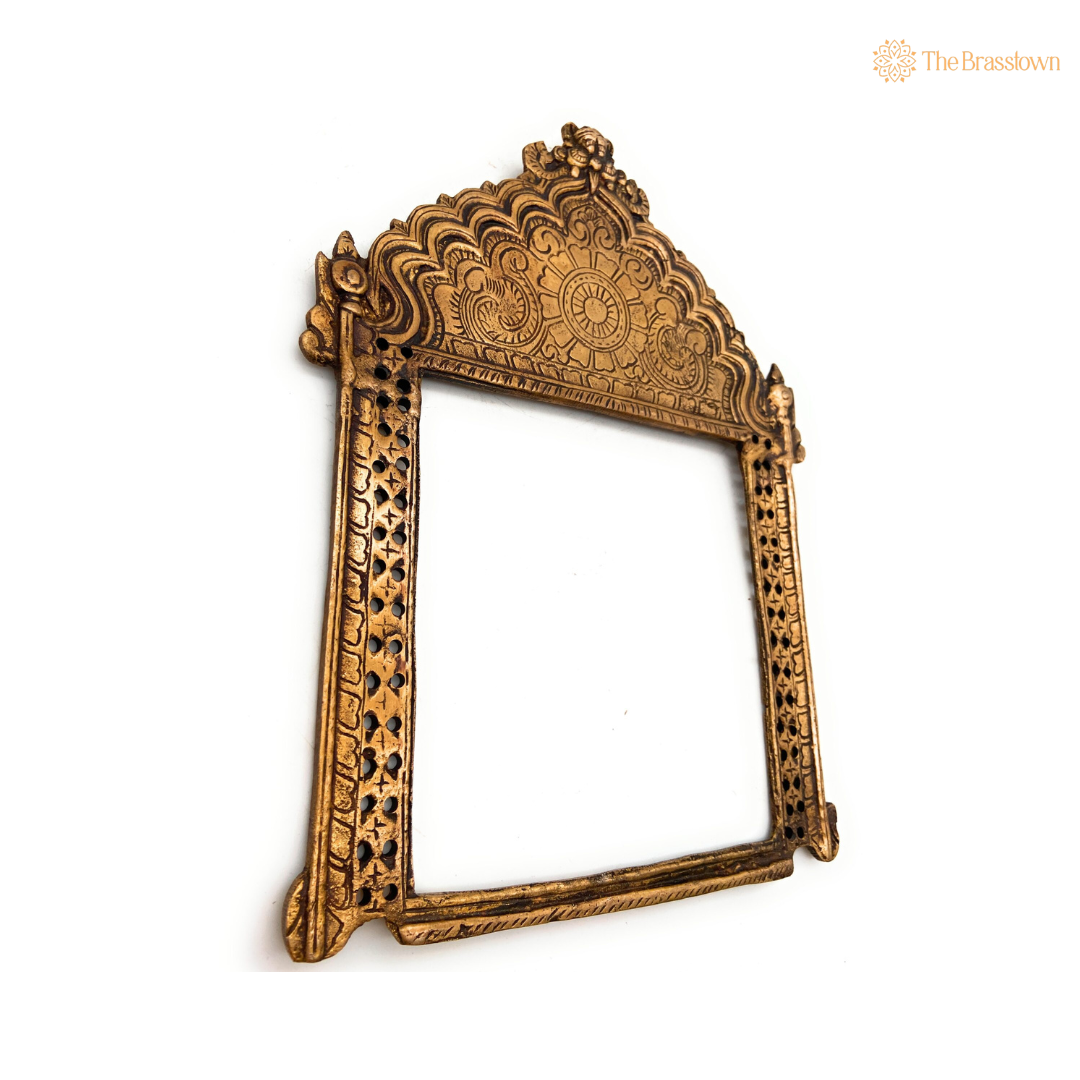 Antique Brass Temple Frame with Ornamental Design 11 Inch