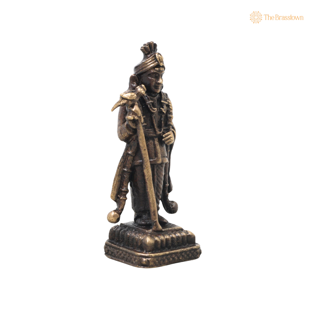 Brass Small Subramanya Murugan Kartikeya Idol – Handcrafted Subrahmanya Skanda Kumaraswamy Murti for Puja & Home Mandir 2 Inch