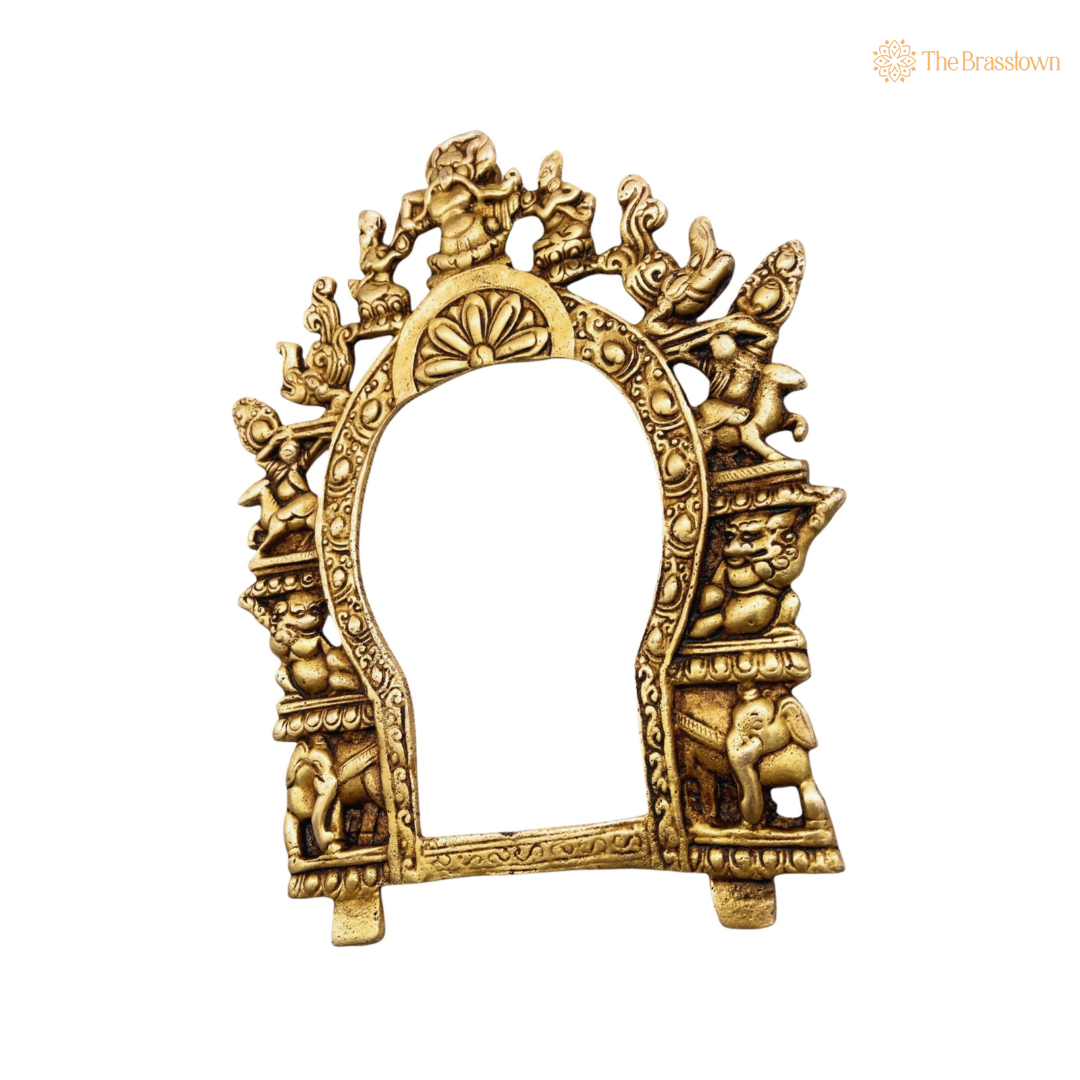 Intricate Antique Brass Arch with Divine Figures 8.5 Inch