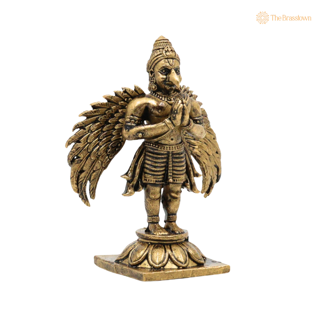 Brass Garuda Idol 3 Inch closeup – intricate craftsmanship