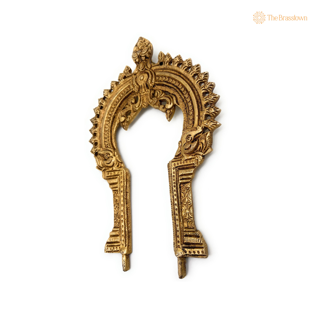 Antique Brass Arch with Intricate Peacock Design 7.5 Inch
