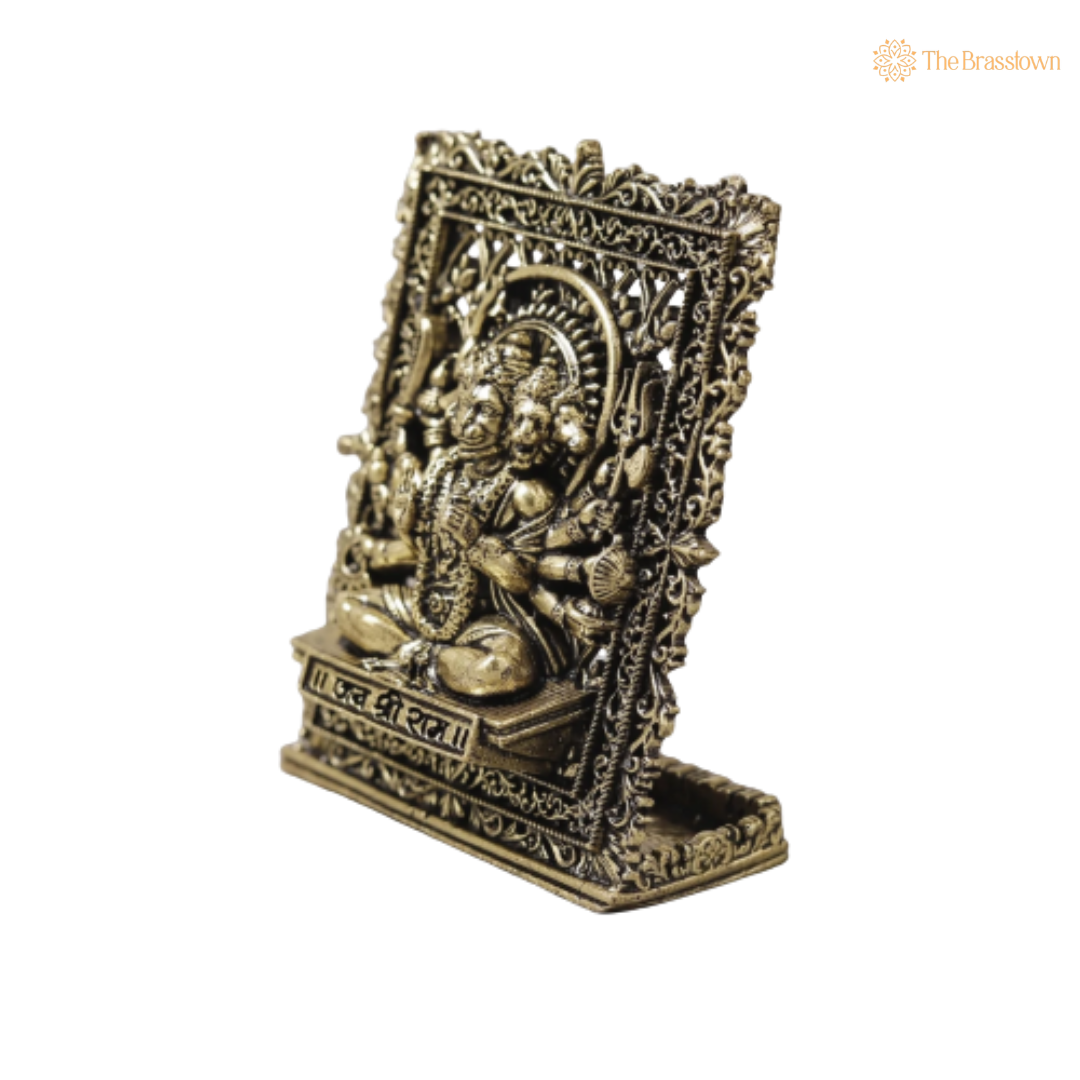 Brass Panchmukhi Hanuman Idol – Fine Handcrafted Bajrangbali Murti for Car Dashboard, Home Mandir, Pooja & Spiritual Protection 3 Inch