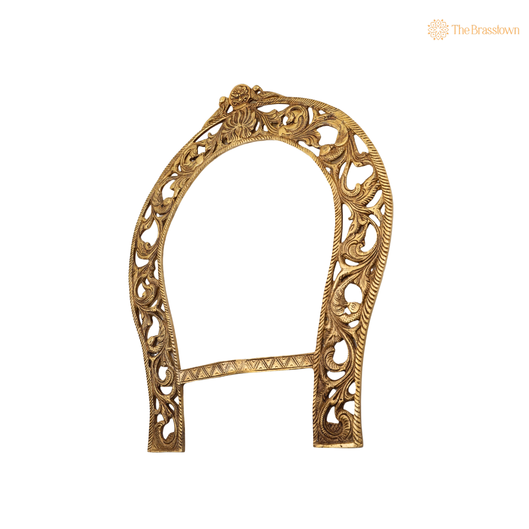Brass Handcrafted Big Prabhaval Arch – Handcrafted Arch Wall Hanging for Home Temple, Deity Décor & Spiritual Ambience 19 Inch