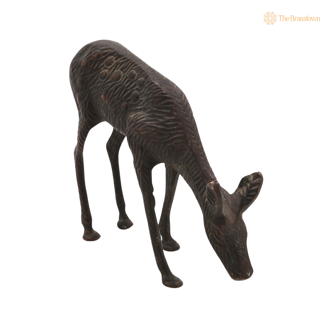 Brass Handcrafted Deer Idol 4.5 Inch closeup β intricate craftsmanship