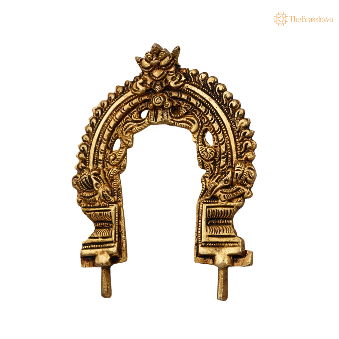 Brass Small Prabhavali Arch Frame 5.5 Inch closeup – intricate craftsmanship