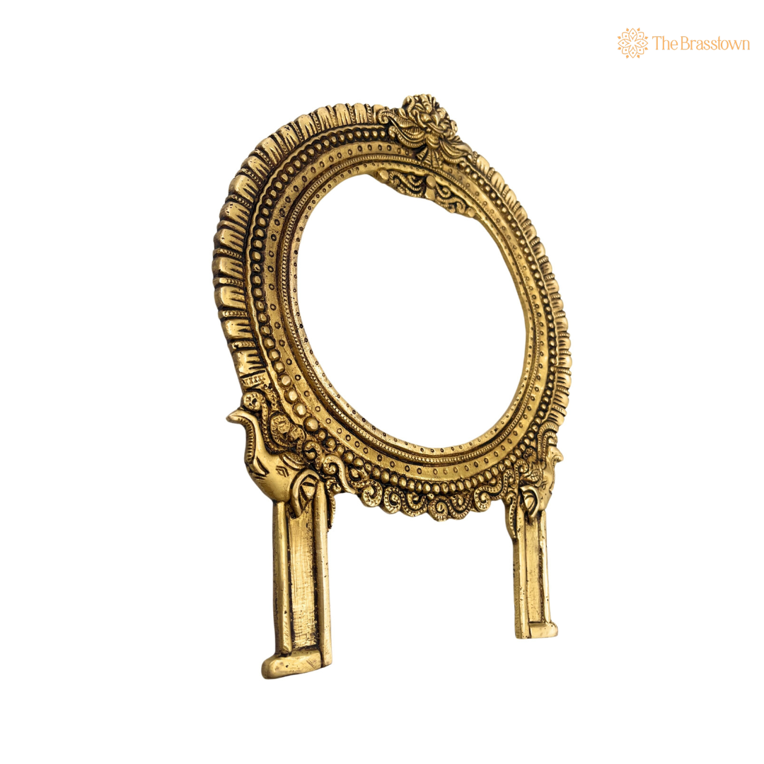 Traditional Brass Ornamental Circular Frame 11 inch closeup – intricate craftsmanship