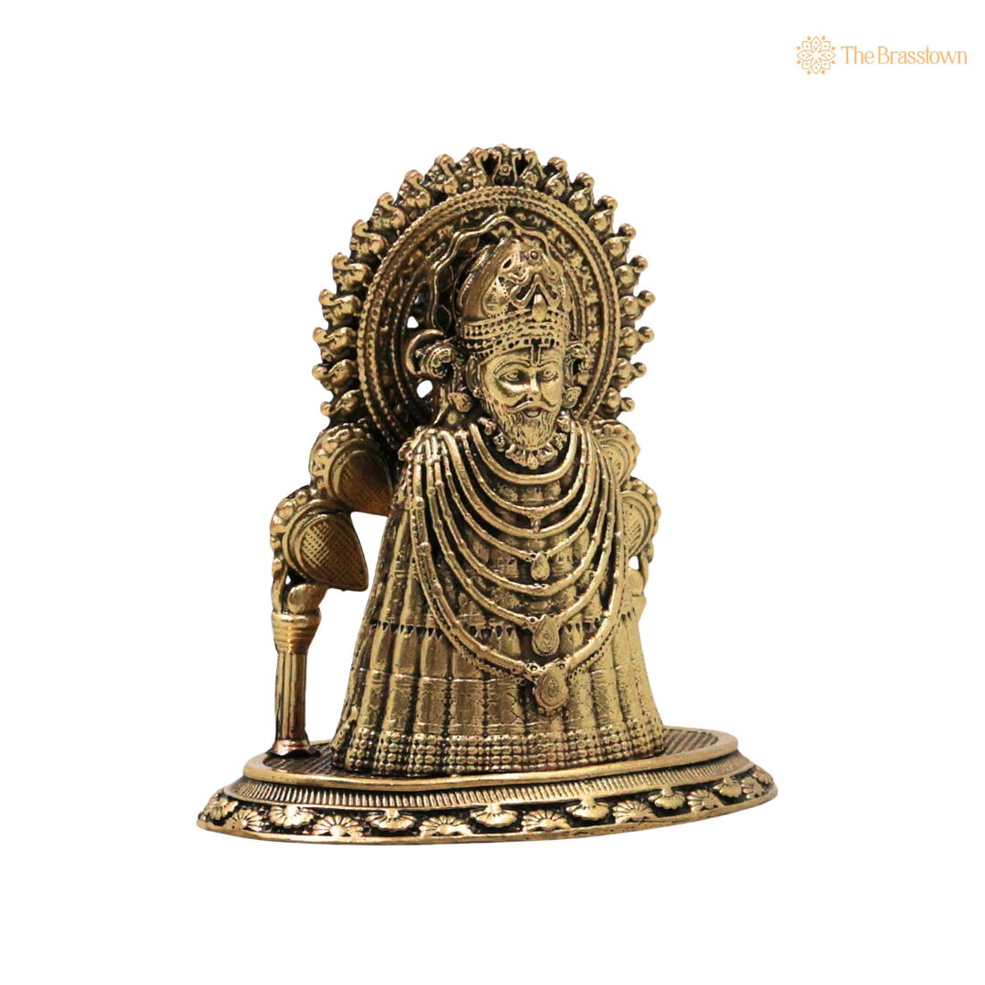 Brass Khatu Shyam Idol 3.5 Inch closeup – intricate craftsmanship