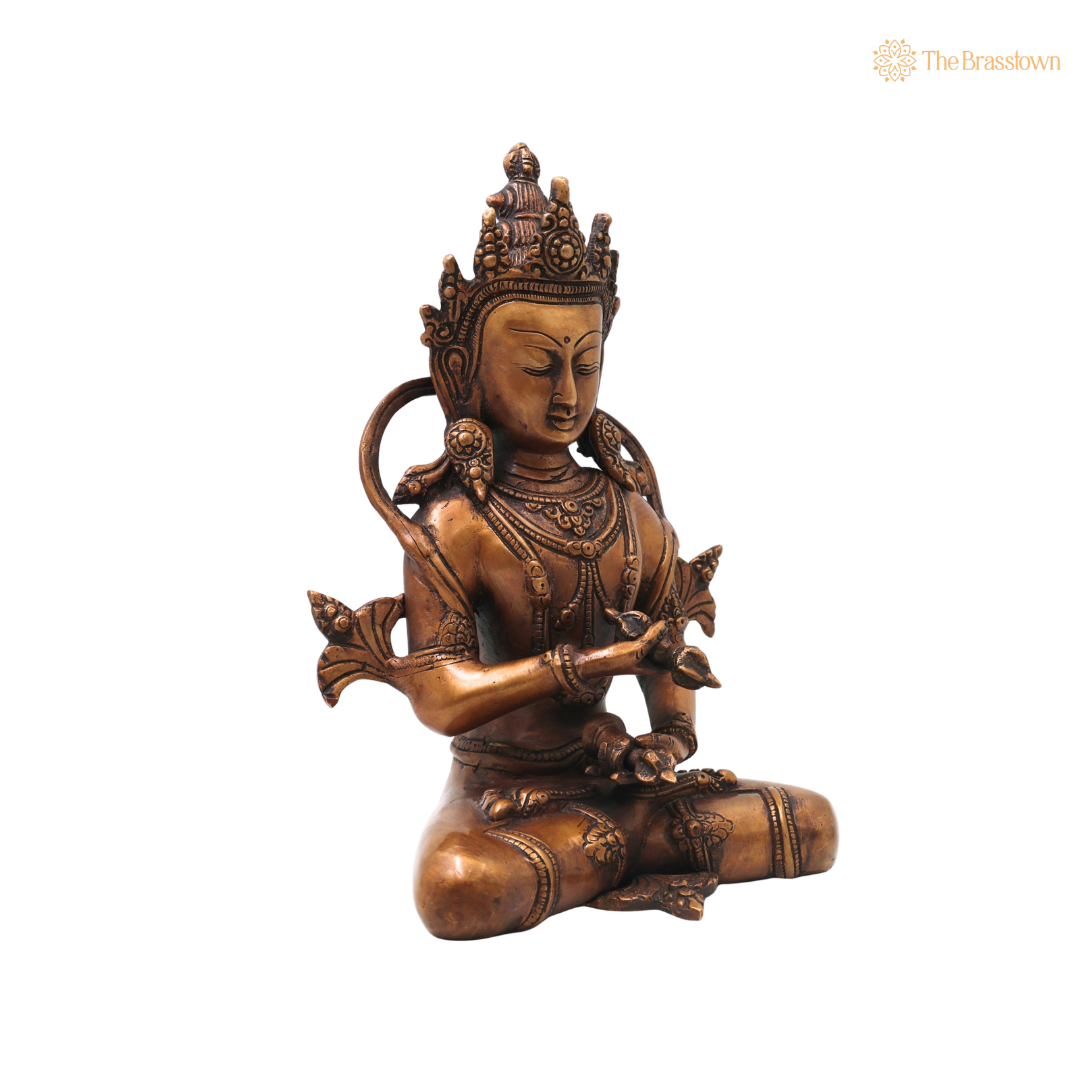 Brass Vajrasattva Idol Statue – Handcrafted Dorje Sempa Buddhist Murti for Pooja, Meditation, Home Décor & Spiritual Gifting 11 Inch