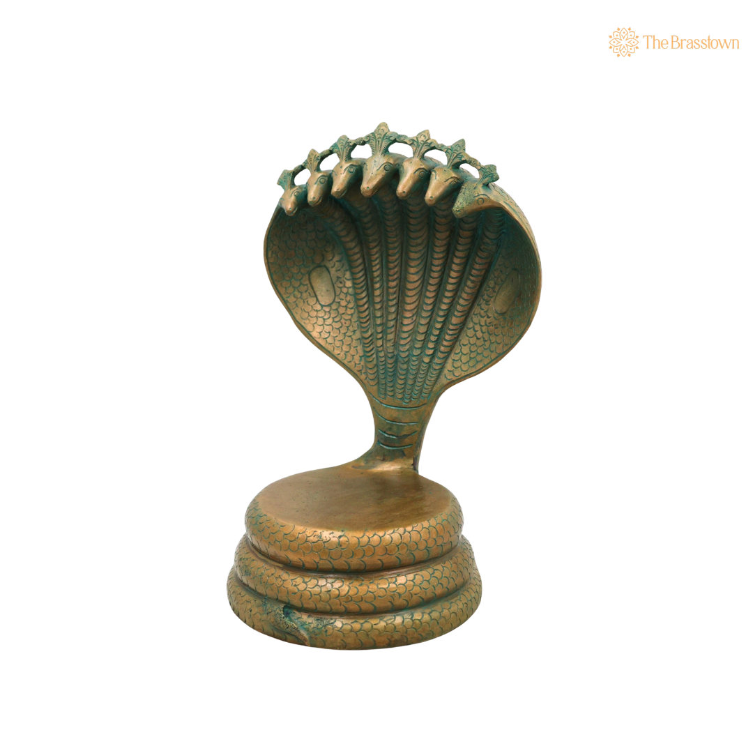 Brass Sheshnag Singhasan with Seven Heads chowki – Snake Prabhavali Temple Throne for Idols & Home Mandir 13 Inch