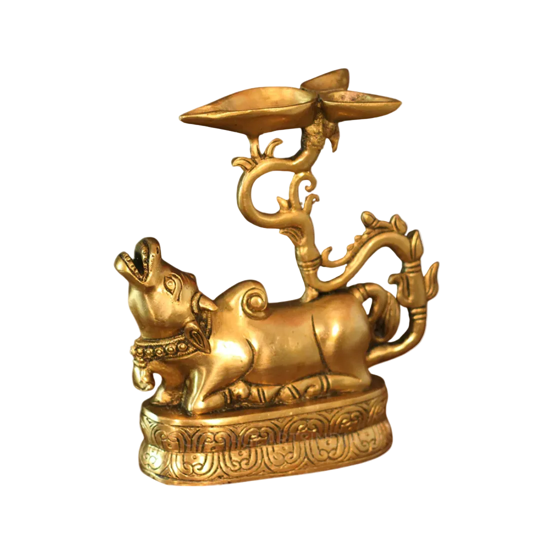 Handcrafted Brass Balinese Oil Lamp 7 Inch closeup – intricate craftsmanship