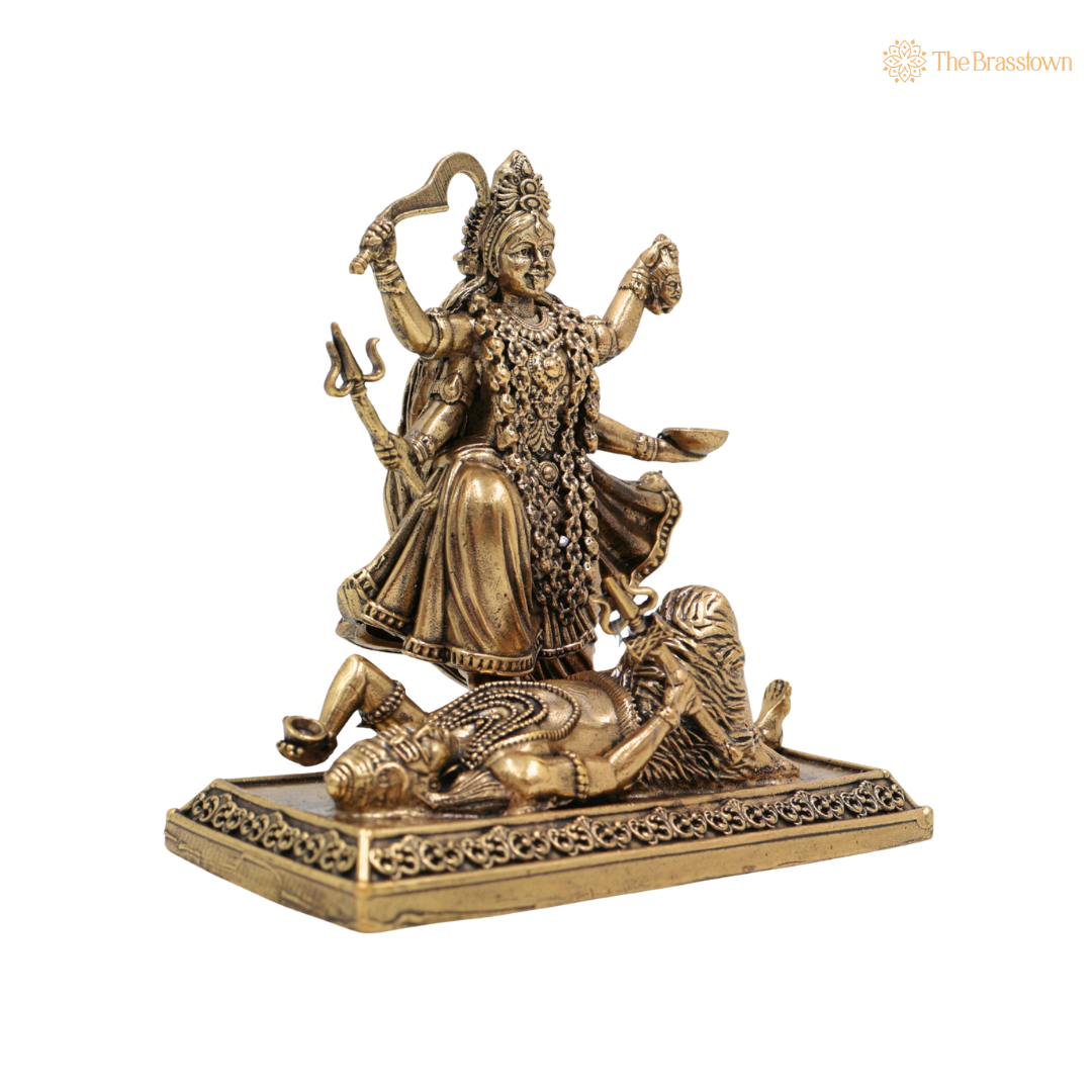 Divine Brass Mahakali Maa Idol 4 Inch closeup – intricate craftsmanship