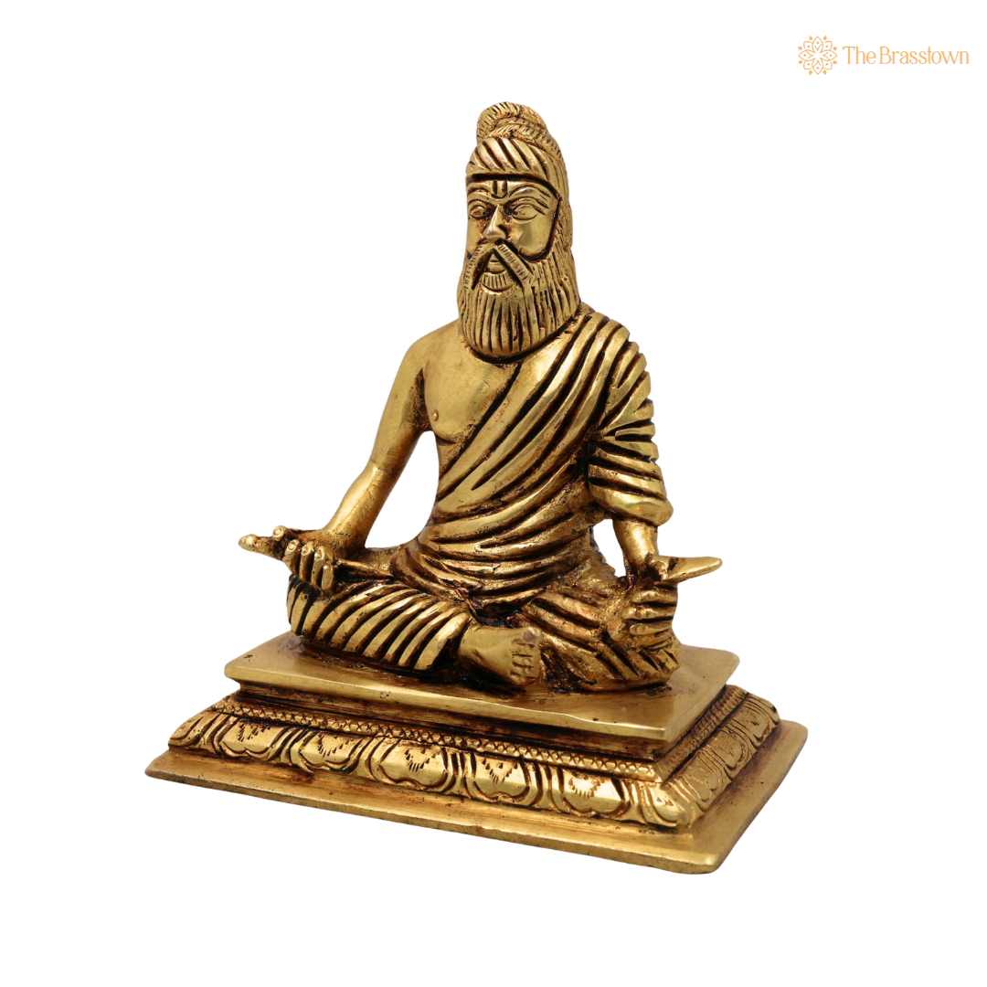 Brass Thiruvalluvar Idol β Handcrafted Tiruvalluvar Statue, Tamil Poet & Tirukkural Author Murti for Home DΓ©cor, Study Room & Gifting 4.5 Inch