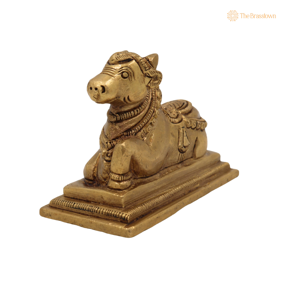 Brass Shivaβs Nandi Sculpture Idol β Sacred Nandi Statue for Puja & Home Mandir DΓ©cor 3 Inch