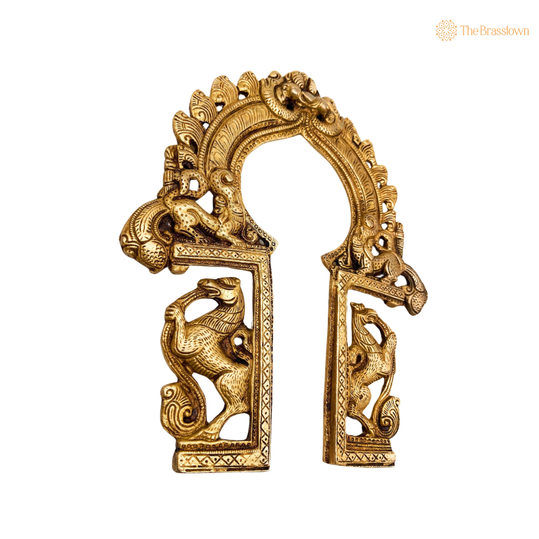 Antique Brass Peacock Temple Arch Frame 10 Inch
