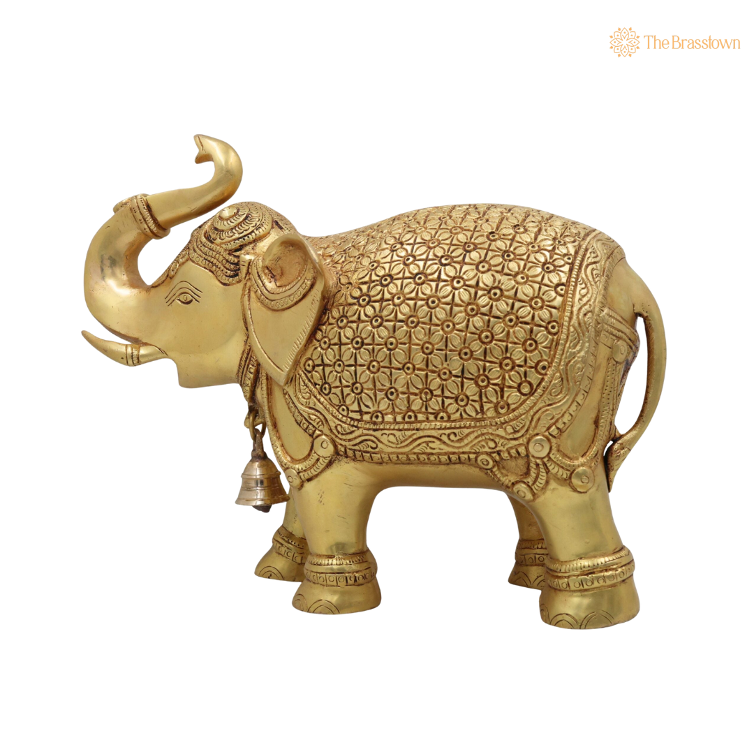 Brass Gaja Hathi Elephant Idol 9.5 Inch β home mandir puja decor India