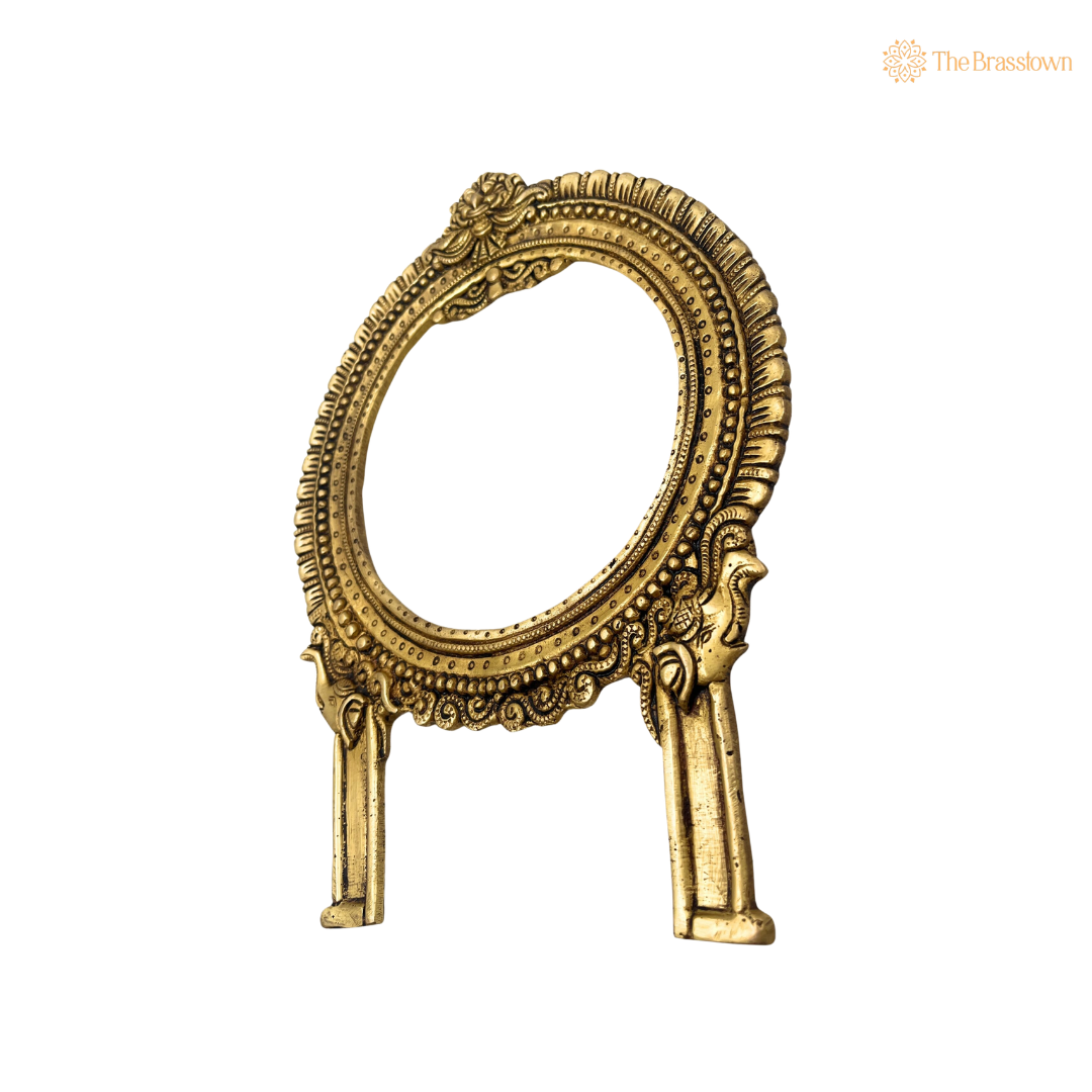 Handcrafted Brass Circular Traditional Prabhavali Frame – Handcrafted Arch Wall Hanging for Home Temple, Deity Décor & Spiritual Ambience 11 Inch