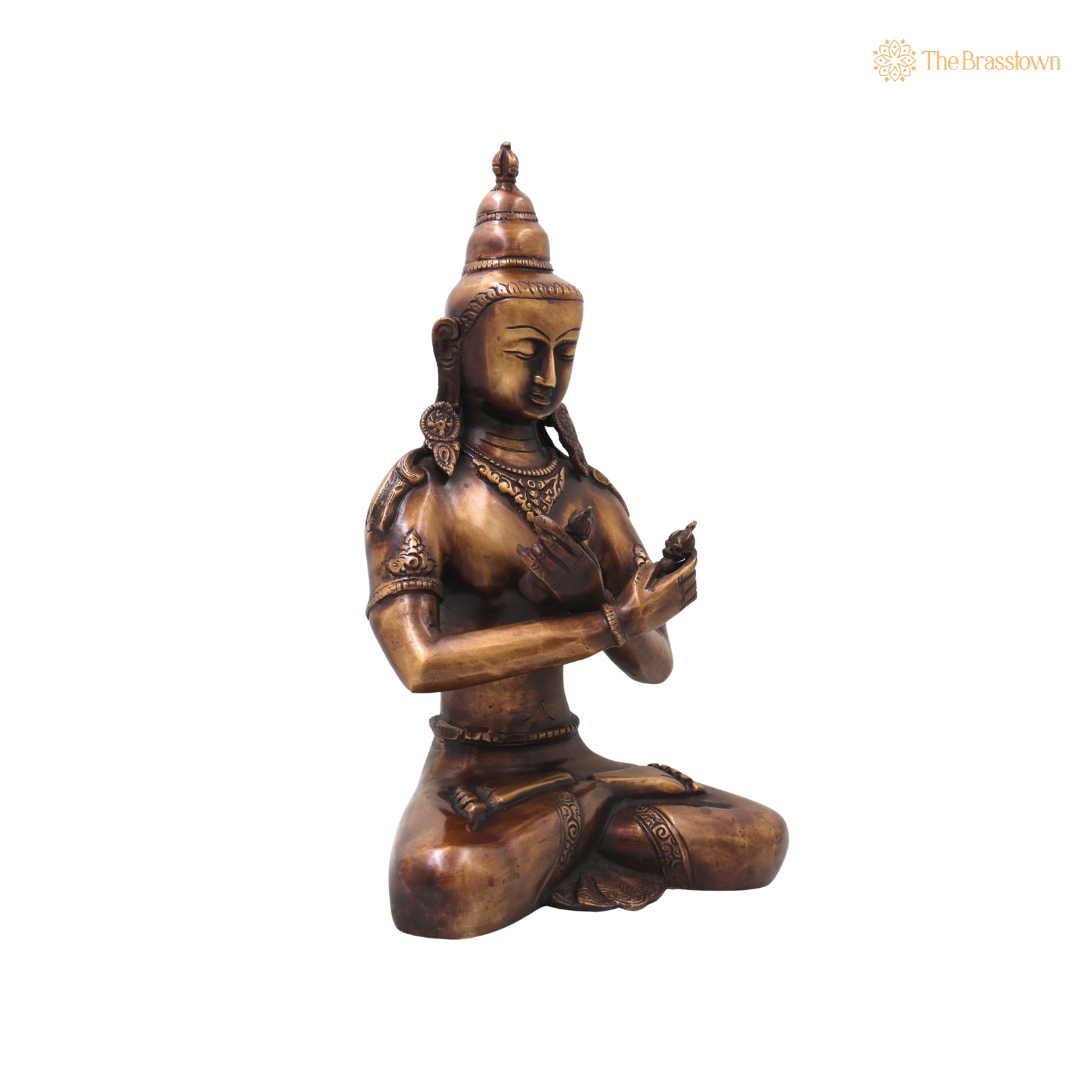 Unique Brass Handcrafted Vajrasattva Murti – Handcrafted Dorje Sempa Buddhist Murti for Pooja, Meditation, Home Décor & Spiritual Gifting 14 Inch