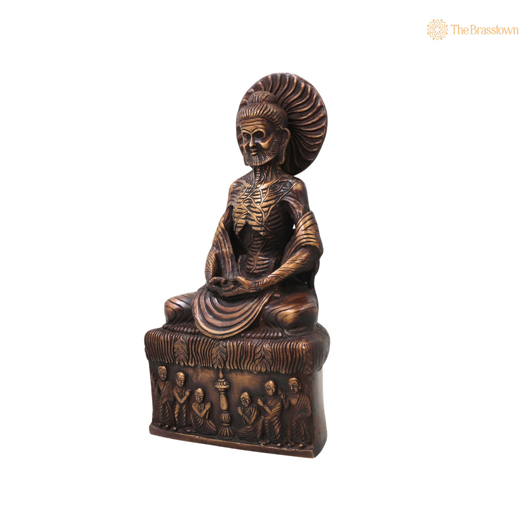 Brass Maitreya Fasting Buddha Idol – Handcrafted Future Buddha Ajita Bodhisattva Murti for Pooja, Home Décor & Spiritual Gifting 12.5 Inch