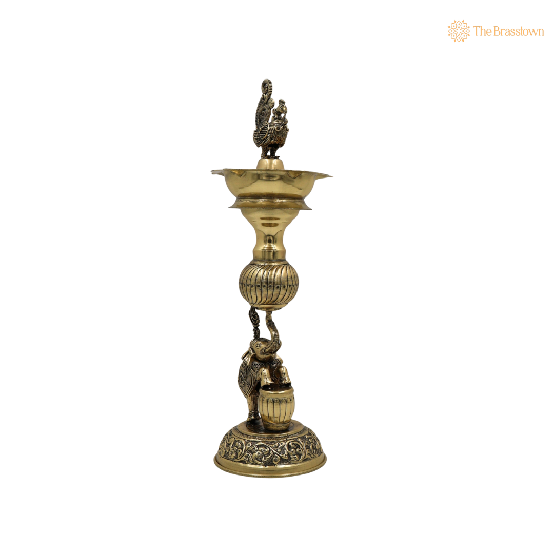 Brass Handcrafted Aarti Diya 12 Inch closeup – intricate craftsmanship