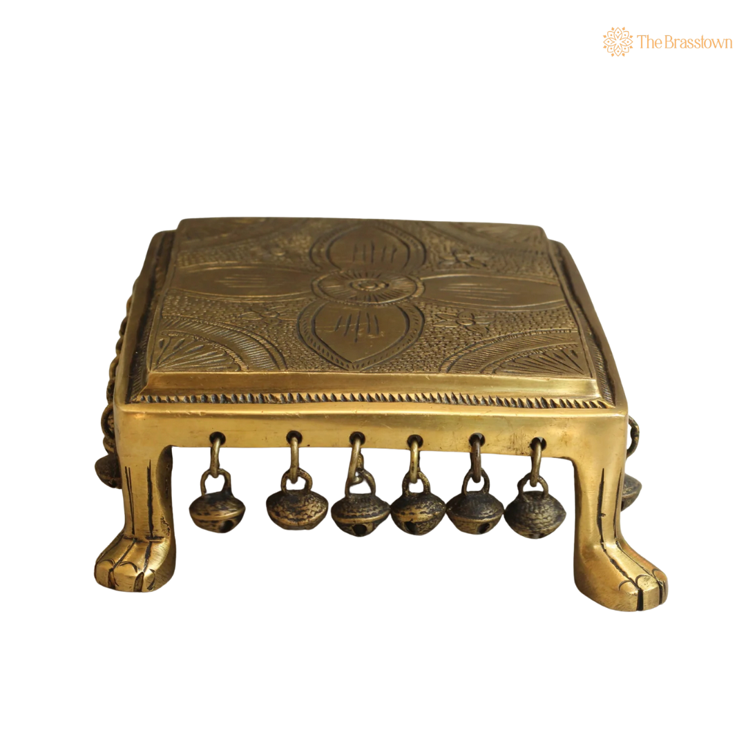 Handcrafted Brass Chowki 2.5 Inch closeup – intricate craftsmanship