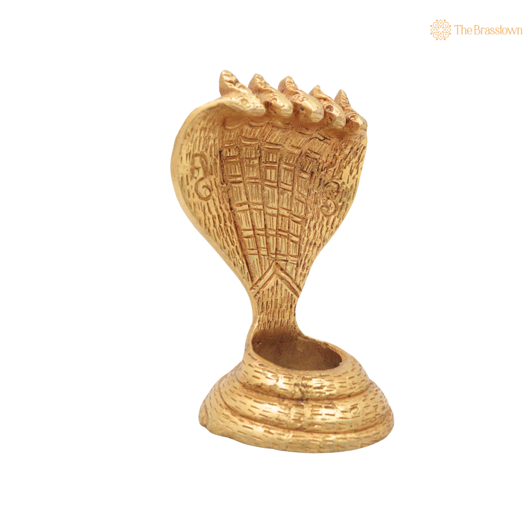 Brass Sheshnag Murti – Adi Shesha Ananta Nag Vigraha, Peetal Sarparaja Idol for Puja, Mandir & Spiritual Décor 4 Inch