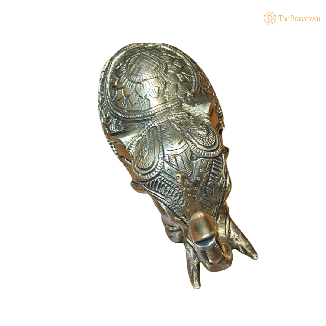 Brass Elephant Showpiece 7 Inch closeup β intricate craftsmanship