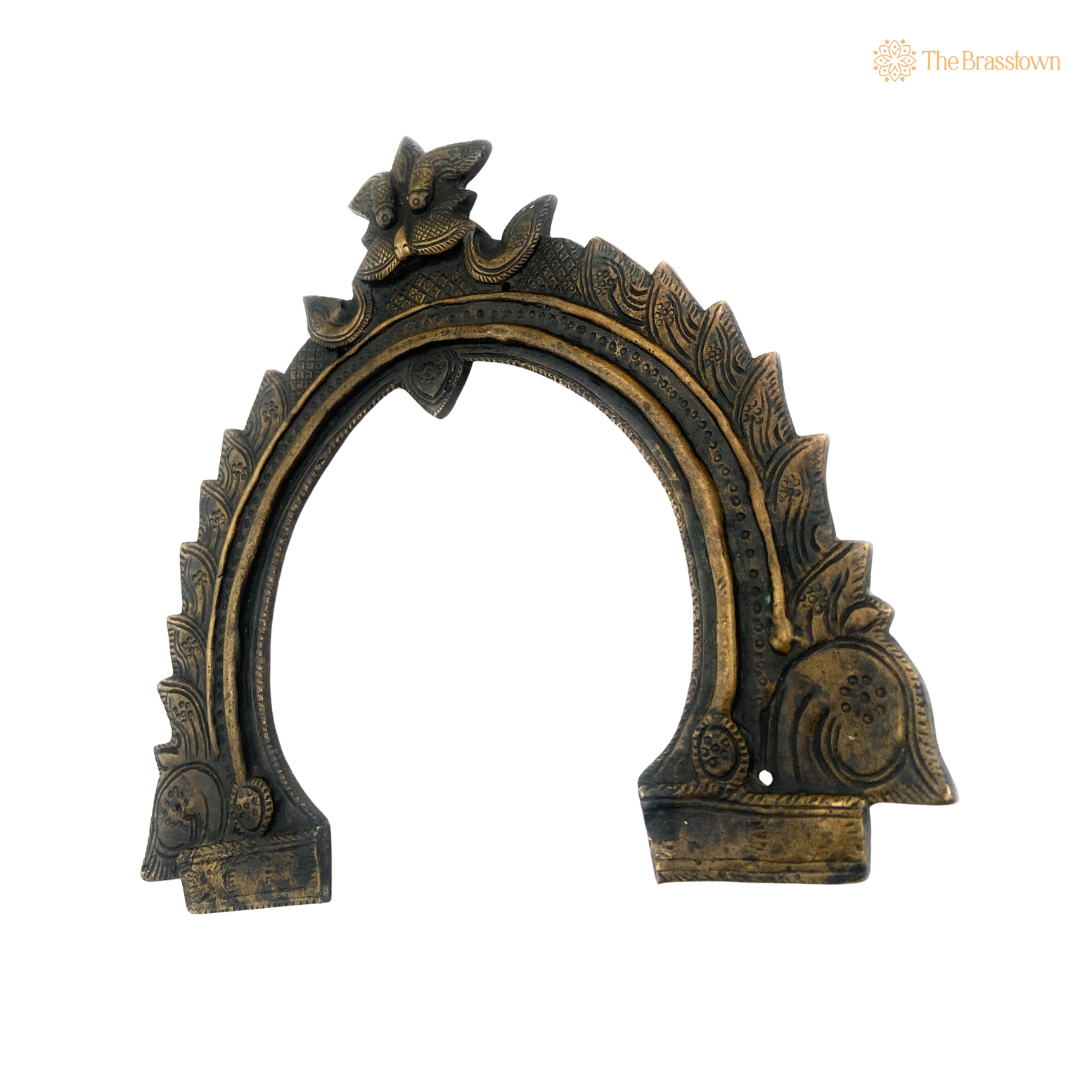 Brass Antique Prabhavali Frame 8 Inch closeup – intricate craftsmanship